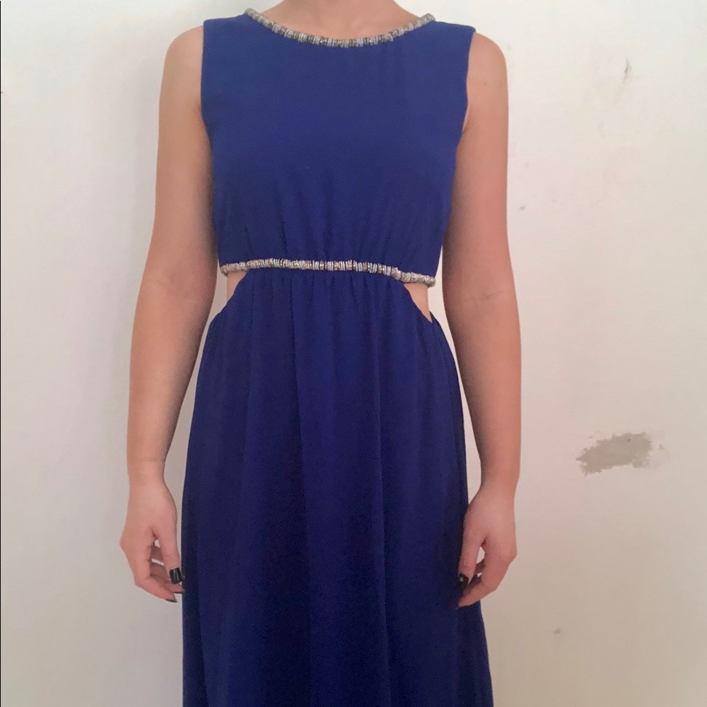 long blue dress